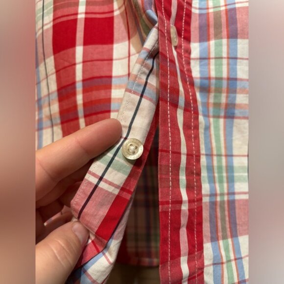 BURBERRY BRIT button down short sleeve red plaid shirt size medium - Picture 5 of 11